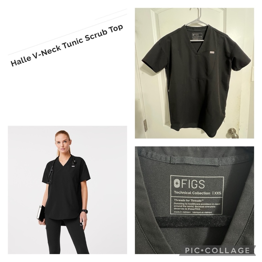 Black Figs Halle V-Neck Scrub Top Black XX-Small